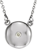 Platinum Round Natural Diamond Accented Circle Necklace