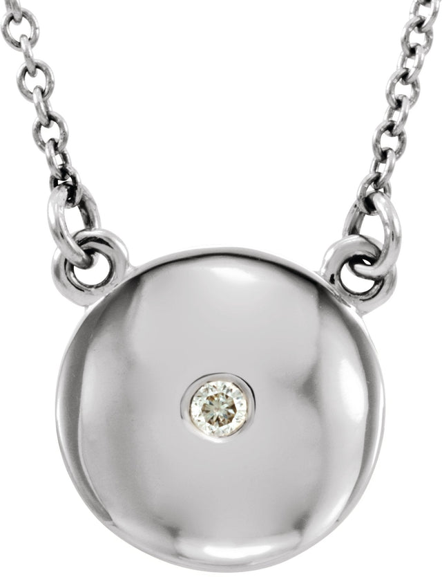 14K Gold Round Natural Diamond Accented Circle Necklace – 0.02 CTW - White Gold