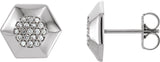 Platinum Round Natural Diamond Geometric Cluster Earrings