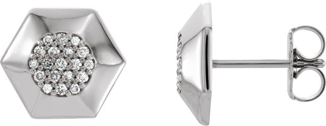 Platinum Round Natural Diamond Geometric Cluster Earrings