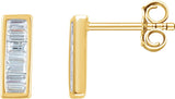 14K Gold Natural Diamond Baguette Bar Earrings - Yellow Gold