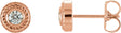 14K Gold Round Natural Diamond Rope Earrings - Rose Gold