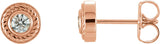 14K Gold Round Natural Diamond Rope Earrings - Rose Gold