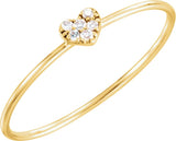 14K Gold Round Natural Diamond Petite Heart Cluster Ring - Yellow Gold