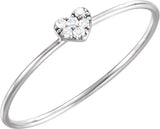 14K Gold Round Natural Diamond Petite Heart Cluster Ring - White Gold