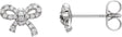 14K Gold Round Natural Diamond Bow Earrings - White Gold