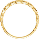 14K Gold Round Natural Diamond Milgrain Stackable Ring - Yellow Gold - view 2