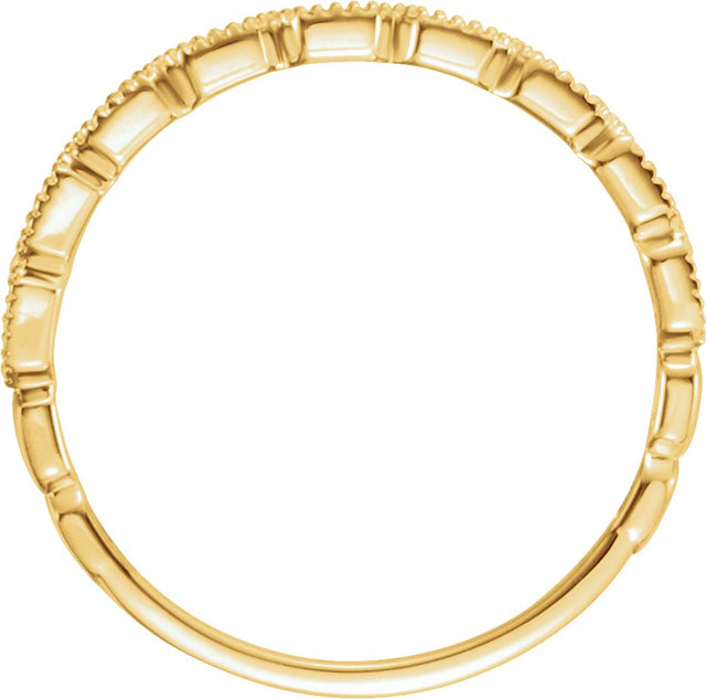 14K Gold Round Natural Diamond Milgrain Stackable Ring - Yellow Gold - view 2
