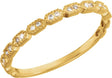 14K Gold Round Natural Diamond Milgrain Stackable Ring - Yellow Gold