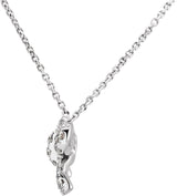 14K Gold Round Natural Diamond Bow Necklace - White Gold - view 2
