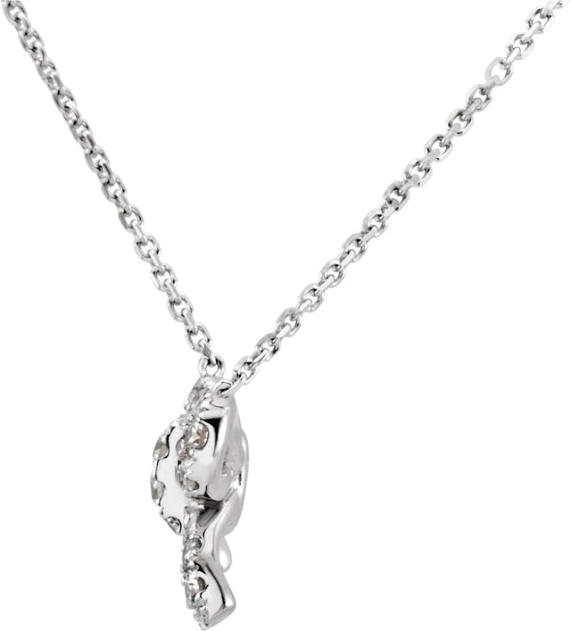 14K Gold Round Natural Diamond Bow Necklace - White Gold - view 2