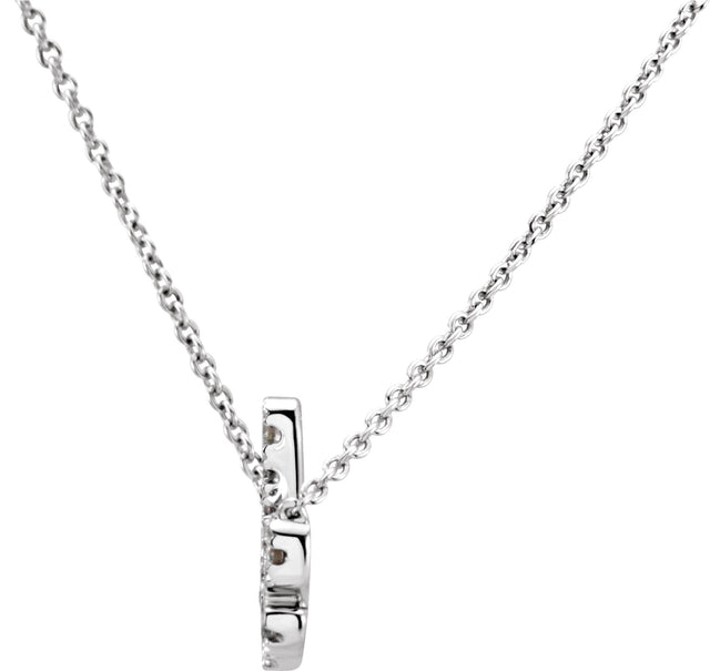 14K Gold Round Natural Diamond Love Necklace - White Gold - view 2