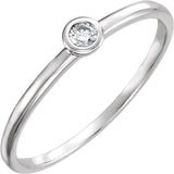 14K Gold Round Natural Diamond Bezel-Set Solitaire Ring – 2.5mm Stones - White Gold