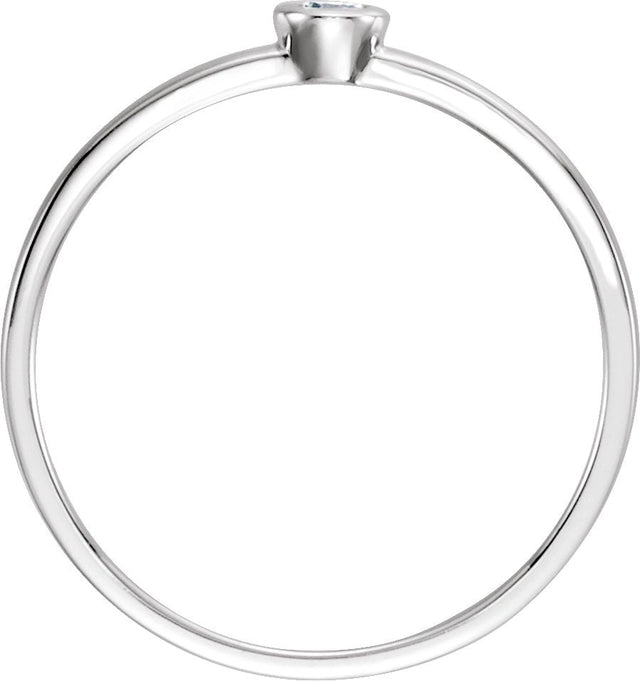 14K Gold Round Natural Diamond Bezel-Set Solitaire Ring – 2.5mm Stones - White Gold - view 2