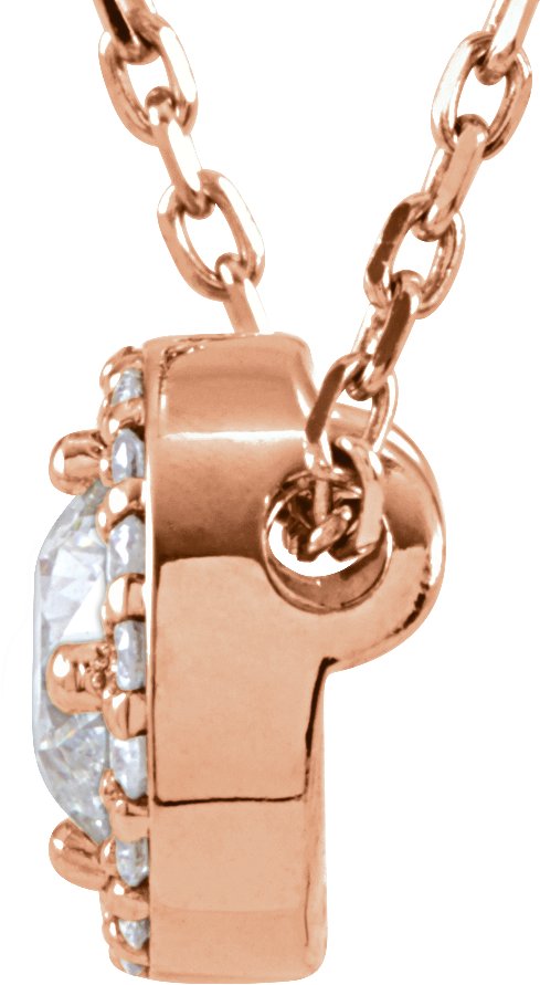 14K Gold Round Natural Diamond Halo-Style Necklace or Pendant – up to 1/5 CTW - Rose Gold - view 2