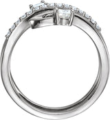 14K Gold Round Natural Diamond Accented Freeform Ring - White Gold - view 2