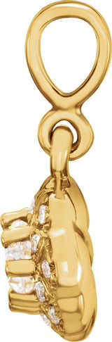 14K Gold Round Natural Diamond Halo-Style Pendant – 1/4 CTW - Yellow Gold - view 2