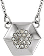 14K Gold Round Natural Diamond Geometric Cluster Necklace - White Gold