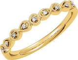 14K Gold Round Natural Diamond Vintage-Inspired Stackable Ring - Yellow Gold