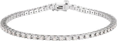 18K Gold Round Natural Diamond Line Bracelet - White Gold