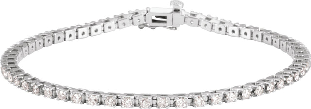 18K Gold Round Natural Diamond Line Bracelet - White Gold