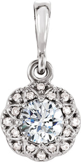 Platinum Round Natural Diamond Halo-Style Pendant – 1/4 CTW