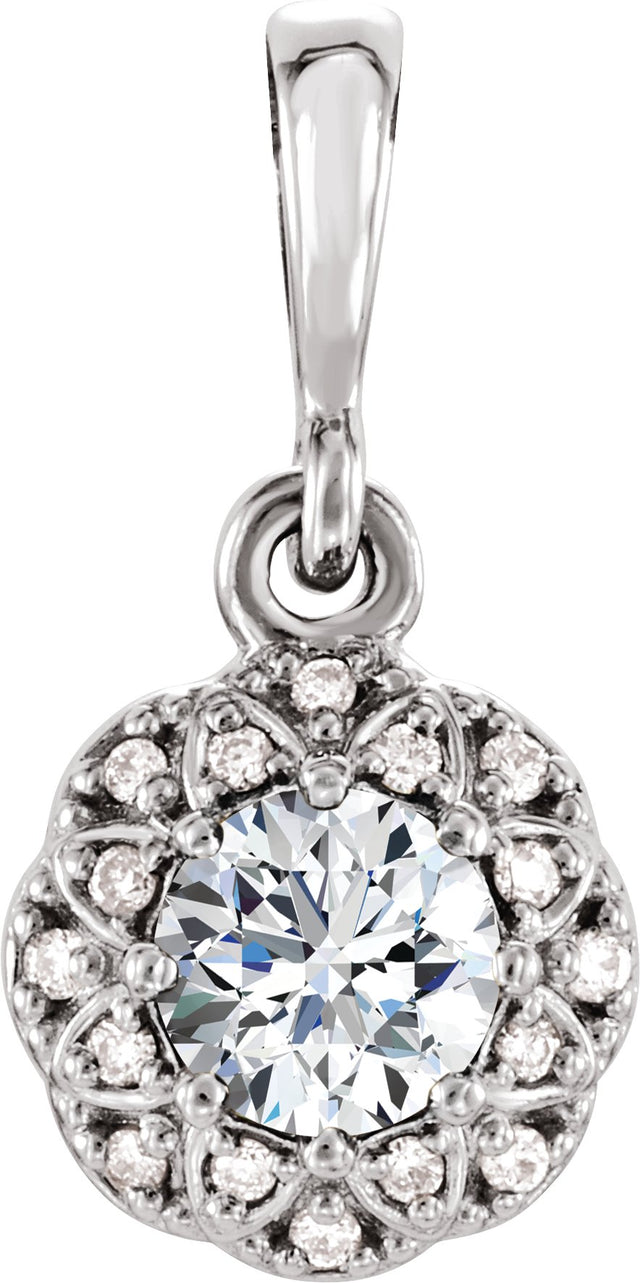 Platinum Round Natural Diamond Halo-Style Pendant – 1/4 CTW