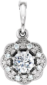 Platinum Round Natural Diamond Halo-Style Pendant – 1/3 CTW