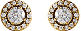 14K Gold Natural Diamond Round 4-Prong Halo-Style Earrings – 3-4mm Stones - Yellow Gold - view 2