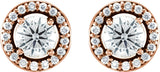 14K Gold Lab-Grown Diamond Round 4-Prong Halo-Style Earrings – 4mm Stones - Rose Gold - view 2