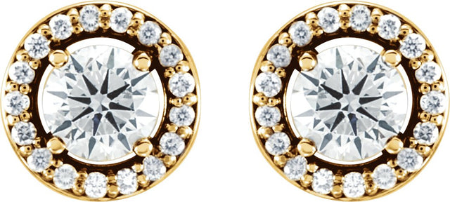 14K Gold Lab-Grown Diamond Round 4-Prong Halo-Style Earrings – 4mm Stones - Yellow Gold - view 2