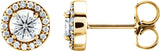 14K Gold Lab-Grown Diamond Round 4-Prong Halo-Style Earrings – 4mm Stones - Yellow Gold
