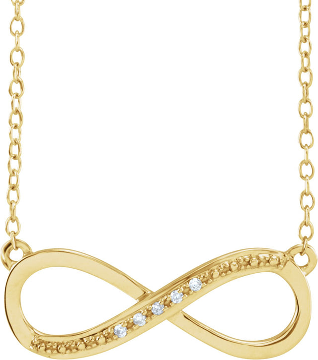 14K Gold Round Natural Diamond Infinity-Inspired Necklace - Yellow Gold
