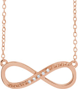 14K Gold Round Natural Diamond Infinity-Inspired Necklace - Rose Gold