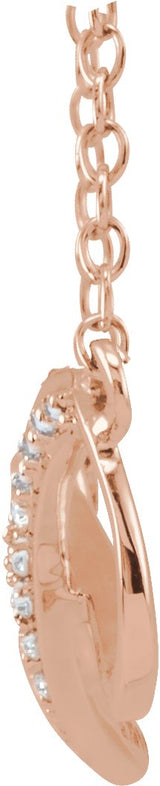 14K Gold Round Natural Diamond Infinity-Inspired Necklace - Rose Gold - view 2