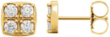 14K Gold Round Natural Diamond Cluster Earrings – 2.5mm Stones - Yellow Gold
