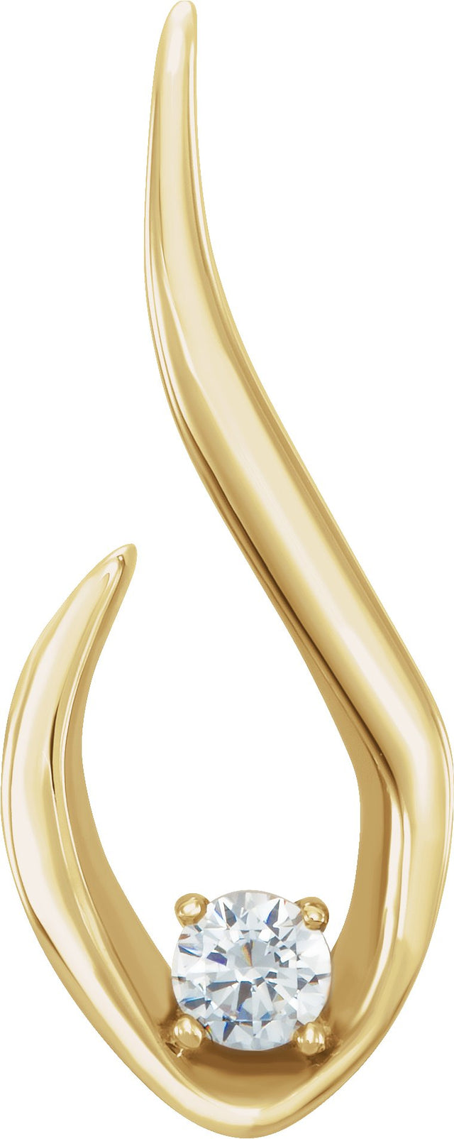 14K Gold Round Natural Diamond Accented Freeform Pendant – up to 1/10 CTW - Yellow Gold