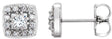 14K Gold Square Natural Diamond Halo-Style Earrings - White Gold