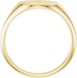 Platinum Round Natural Diamond Oval Signet Ring - view 4