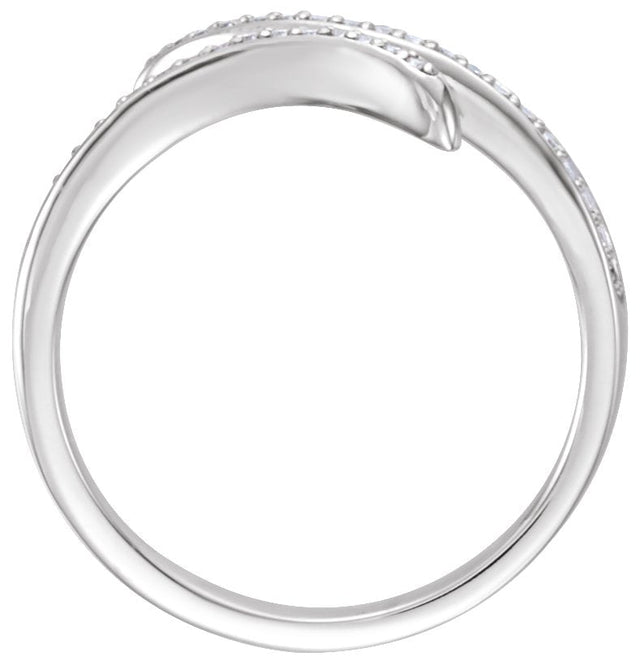 Platinum Round Natural Diamond Bypass Ring - view 2