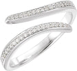 14K Gold Round Natural Diamond Bypass Ring - White Gold