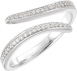 14K Gold Round Natural Diamond Bypass Ring - White Gold