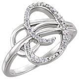 14K Gold Round Natural Diamond Accented Freeform Ring – 1.5mm Stones - White Gold