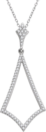 14K Gold Round Natural Diamond Geometric Necklace - White Gold - view 3