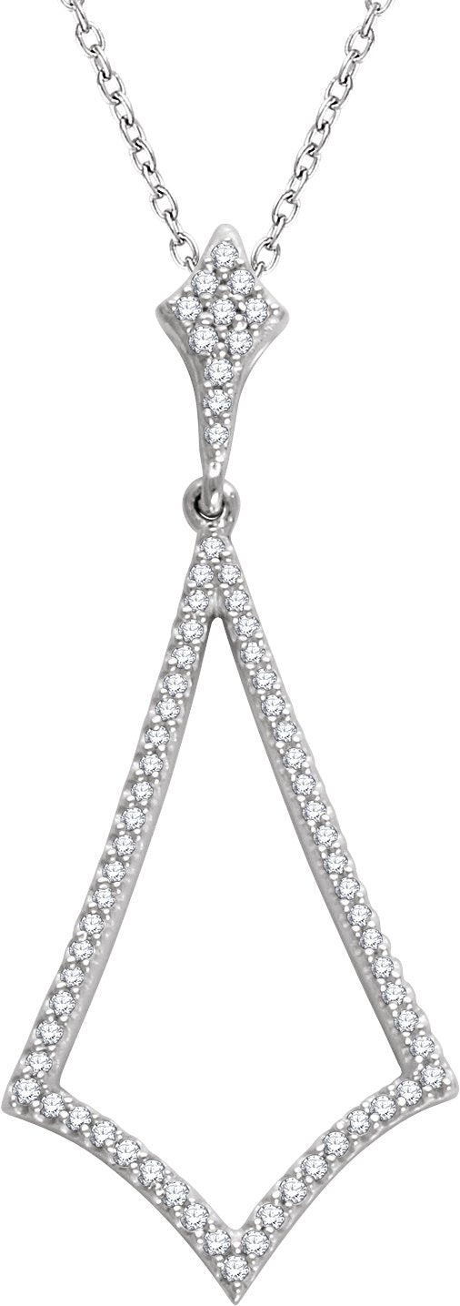 14K Gold Round Natural Diamond Geometric Necklace - White Gold - view 3