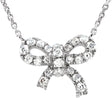 14K Gold Round Natural Diamond Bow Necklace - White Gold