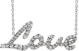 14K Gold Round Natural Diamond Love Necklace - White Gold