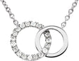 14K Gold Round Natural Diamond Interlocking Circle Necklace