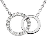 14K Gold Round Natural Diamond Interlocking Circle Necklace