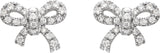 14K Gold Round Natural Diamond Bow Earrings - White Gold - view 2
